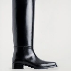 COS Knee High Black Leather Boots EU 40